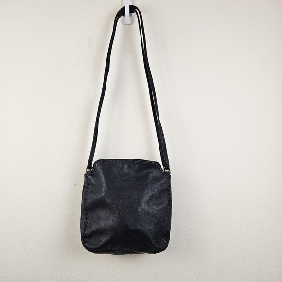Vintage 80's GANSON Soft Leather Navy Shoulder Bag - Picture 1 of 14